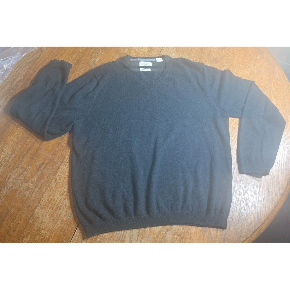 Weatherproof Vintage Cotton Cashmere V-Neck Sweater Men's Size Large Black